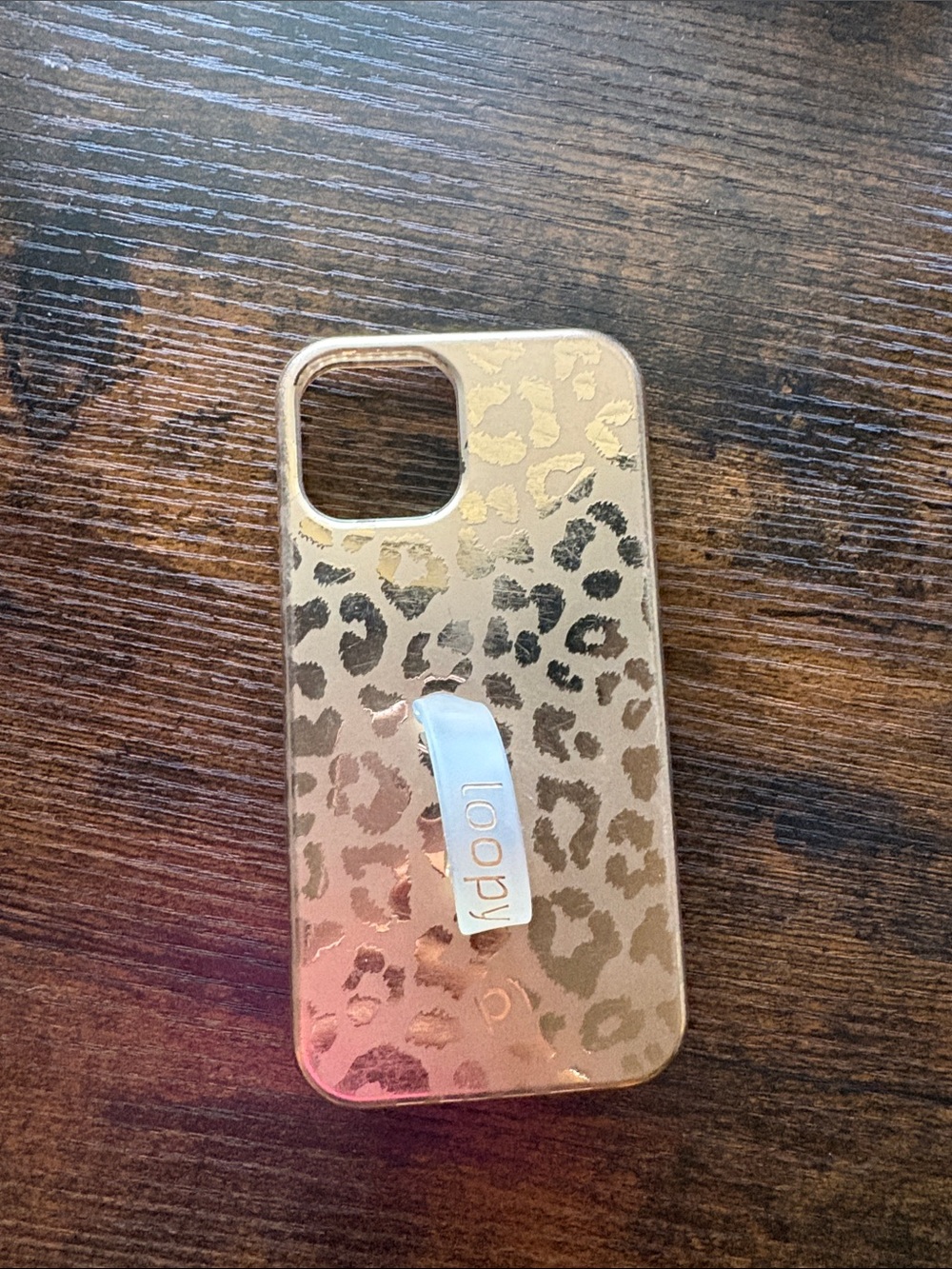 Loopy Case Gold Leopard Print Phone Case with Loop Grip
